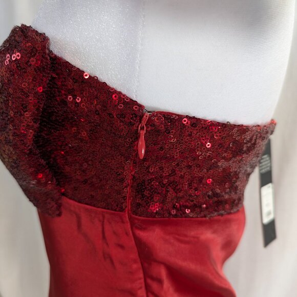 Fashion Nova NWT but *Imperfect Size Small Red Serena Satin Mini Dress - Picture 5 of 16